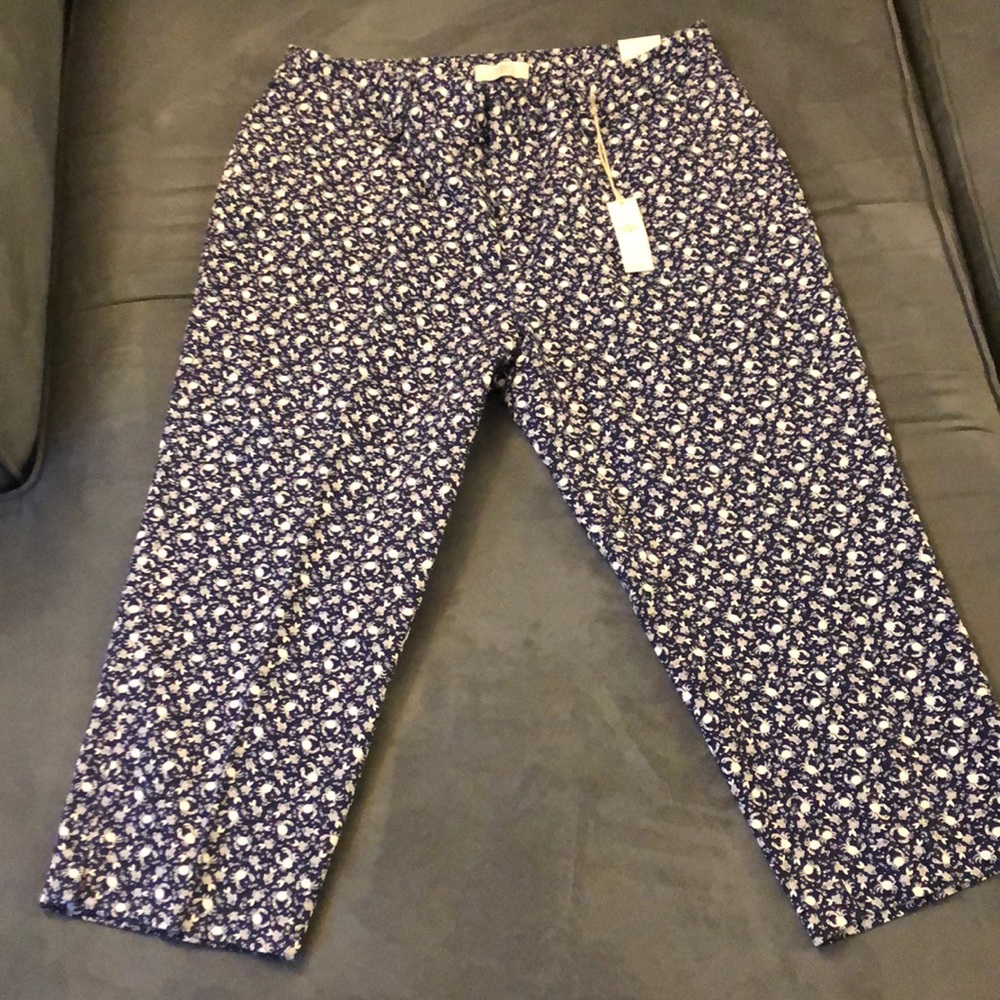 Dockers Navy Blue Nautical Print Crop Pants